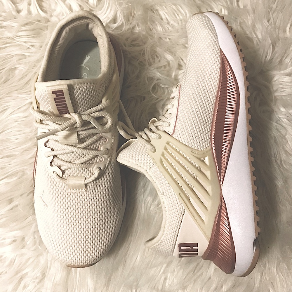 Puma shoes. Light beige, pink/rose gold and white.